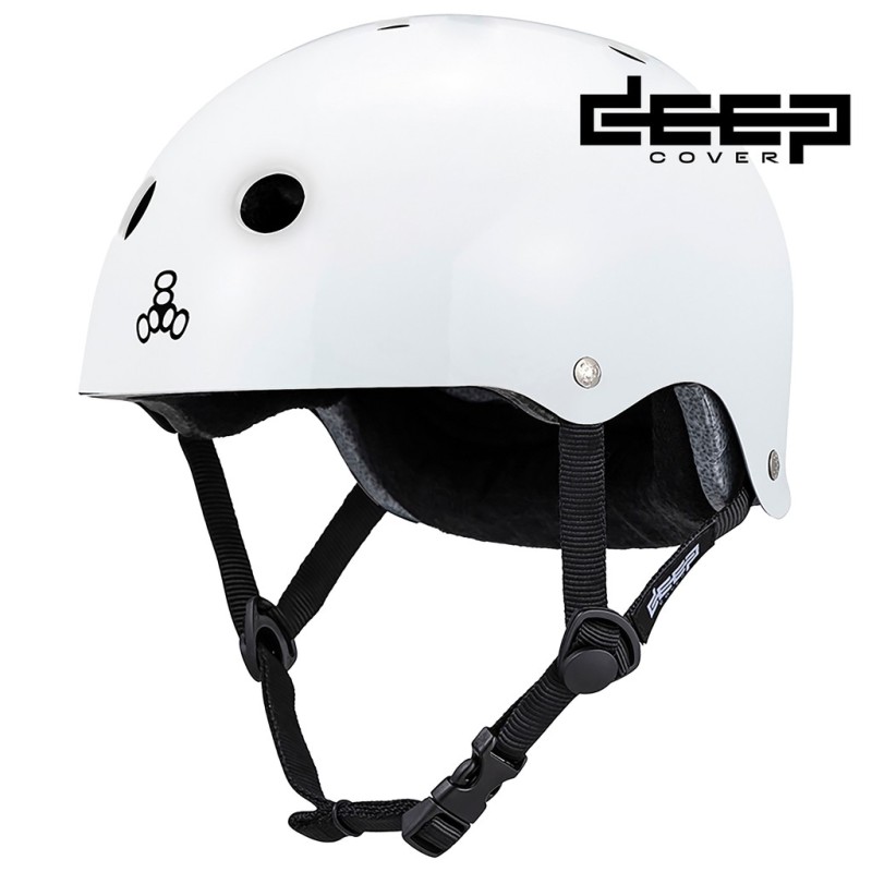 WHITE GLOSSY Triple Eight Deep Cover HELMET