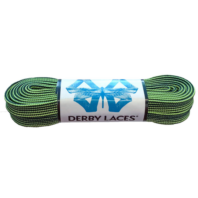 Black and Lime Green Stripe - DERBY LACES